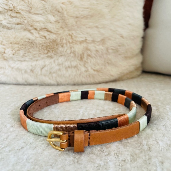 J.Crew Leather Thread Wrapped Multi Metallic Belt